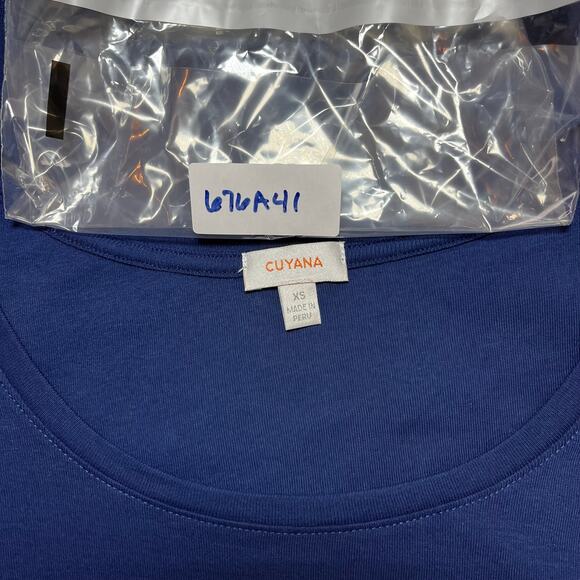 Cuyana Long Sleeve Open Neck Tee in Navy Blue Size X-Small - Picture 8 of 8